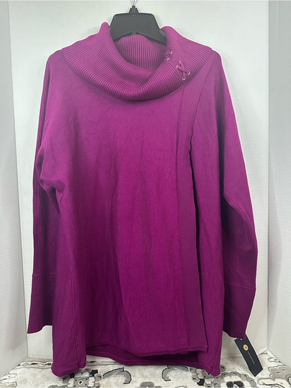 JM Collection Magenta Cowl Neck cardigan Sweater, size Med, NWT